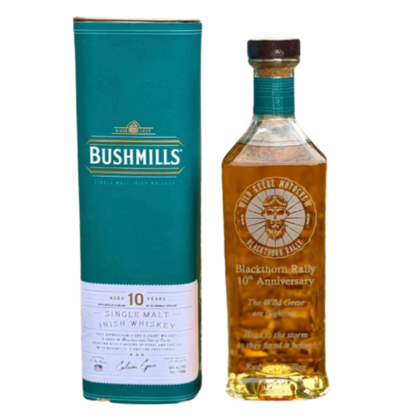 Blackthorn Rally Commemorative Bushmills 10 Years Aged Irish Single Malt Whiskey Hand engraved